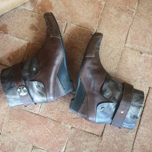 Un tour en ville brown leather  wedge booties 7 - Picture 6 of 8